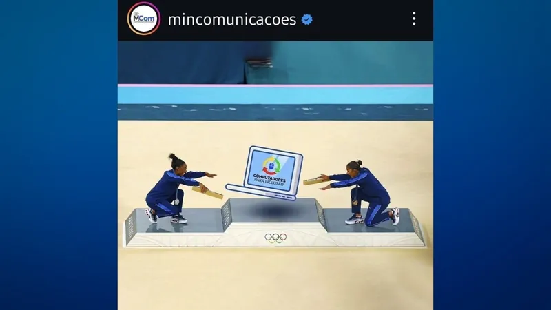 MINISTÉRIO  FAZ POST DE COMPUTADOR NO PÓDIO NO LUGAR DE REBECA E CASO REPERCUTE CONTRA GOVERNO