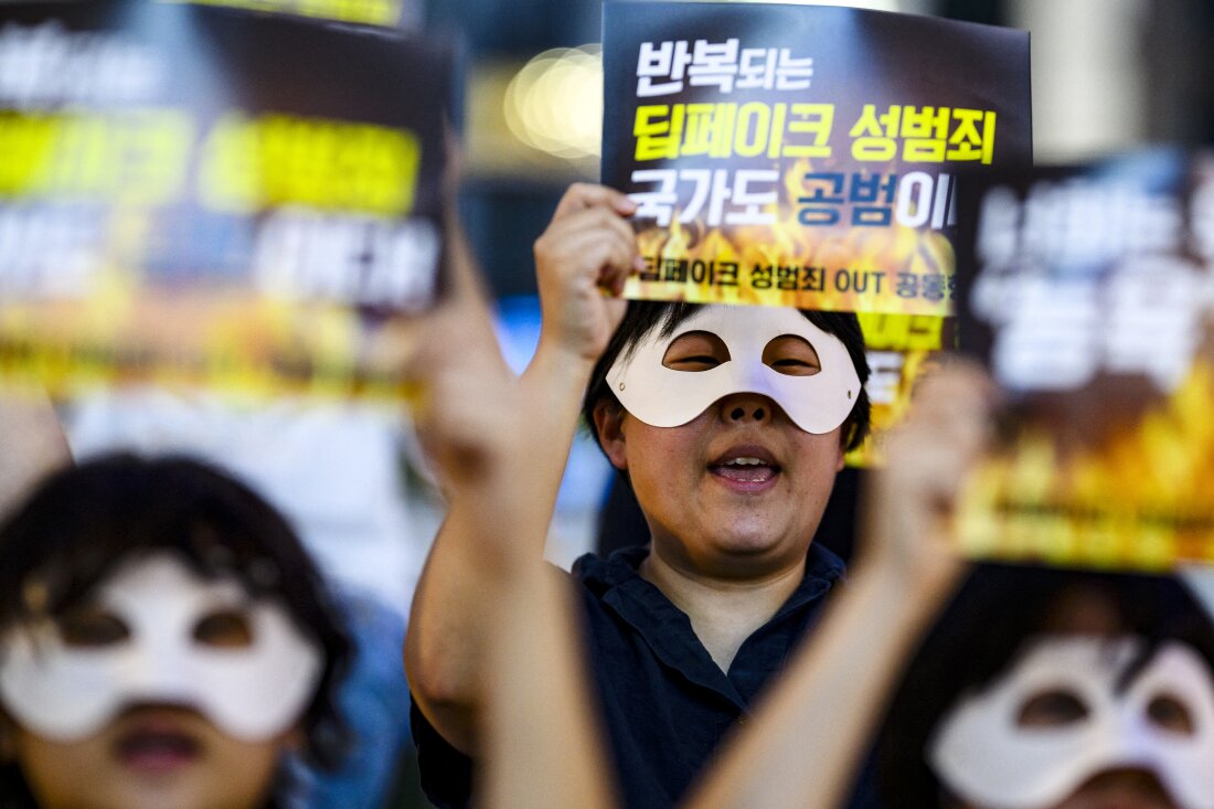 MANIFESTAÇÃO EM SEUL  (COREIA DO SUL) CONTRA CRIMES SEXUAIS DEEPFAKE