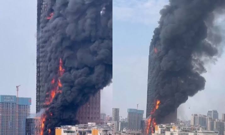 INCÊNDIO NO PRÉDIO DA TELECON NA CHINA